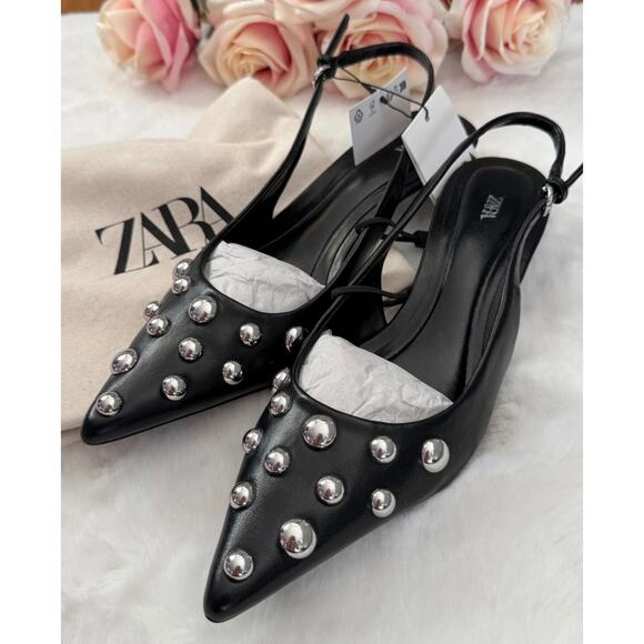 RARE!!! ZARA Embellished Slingbacks NWT - Picture 1 of 16